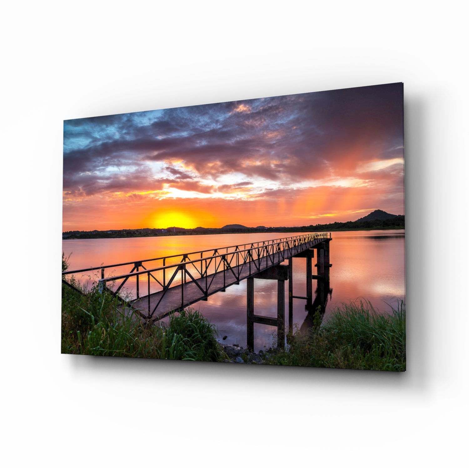 Sunset on the Beach Glass Wall Art