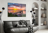 Sunset on the Beach Glass Wall Art