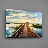 Long Dock on the Lake Glass Wall Art