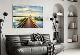 Long Dock on the Lake Glass Wall Art