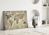 World Map Glass Wall Art