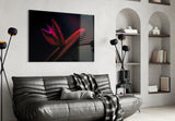 Red Leaf Glass Wall Art