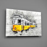 Yellow Tram Basel Glass Wall Art