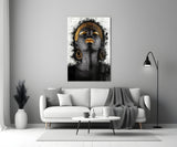 African Woman Portrait Glass Wall Art