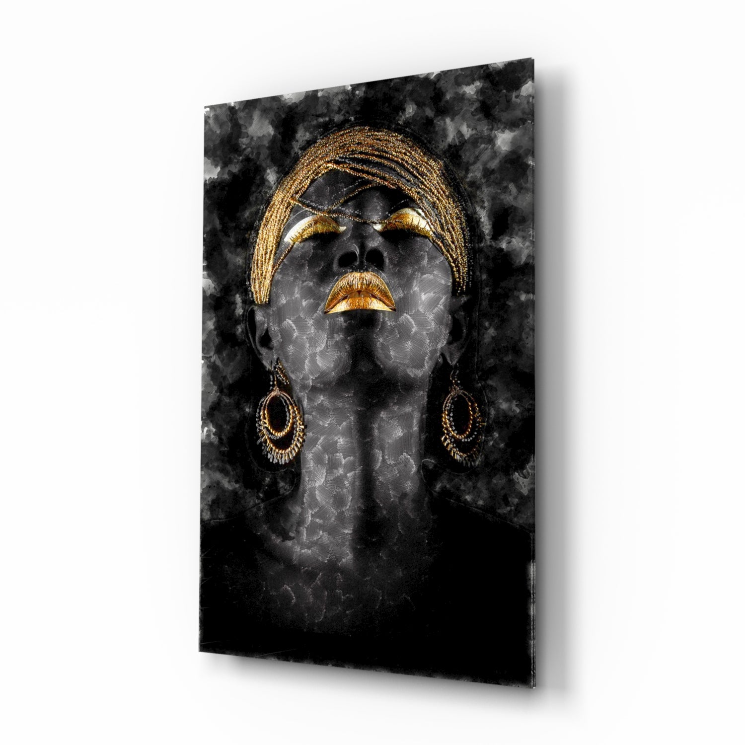 African Woman Portrait Glass Wall Art