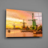 Windmills Glass Wall Art