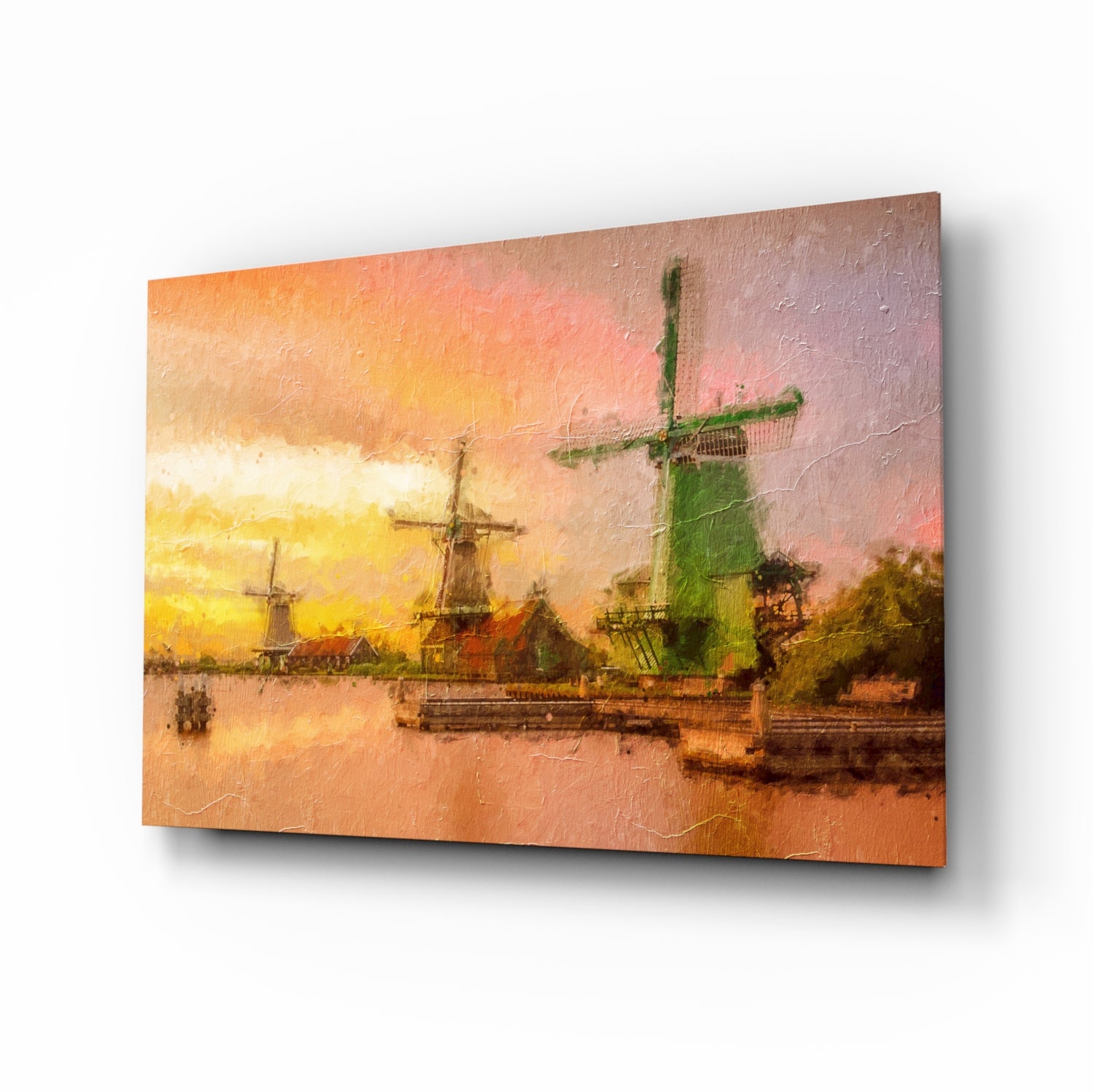 Windmills Glass Wall Art