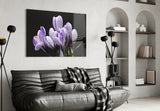 Purple Flowers Glass Wall Art