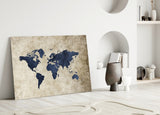 World Map Glass Wall Art