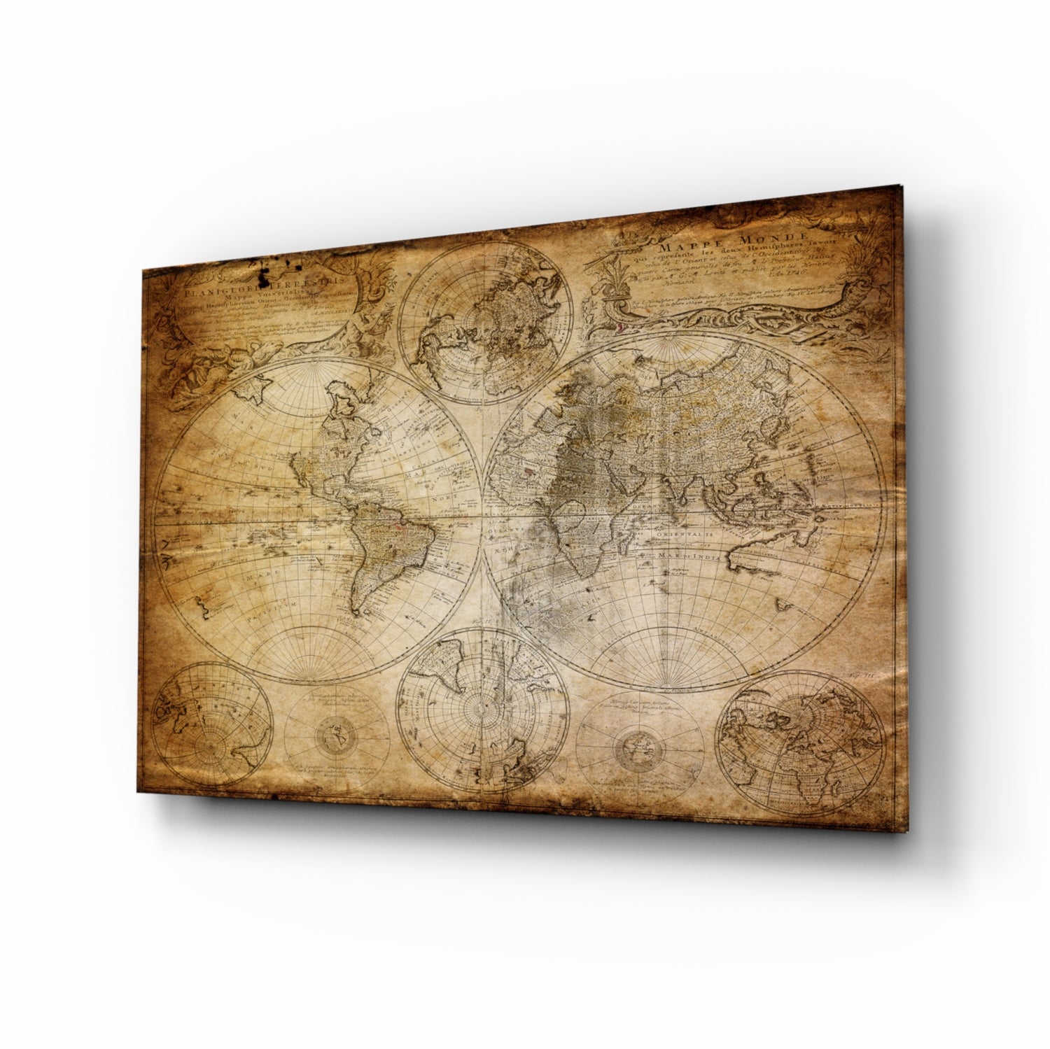 World Map Glass Wall Art