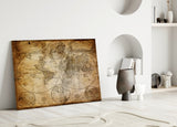 World Map Glass Wall Art