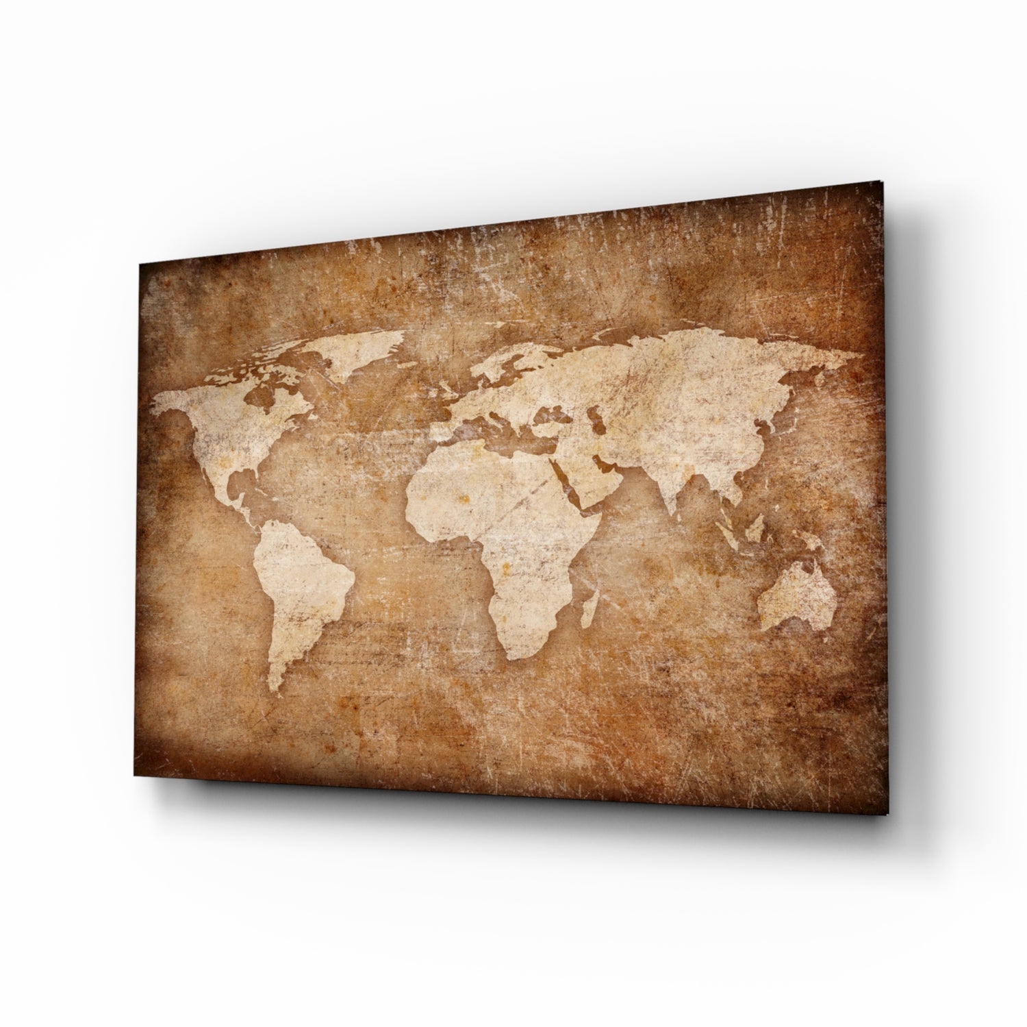 World Map Glass Wall Art