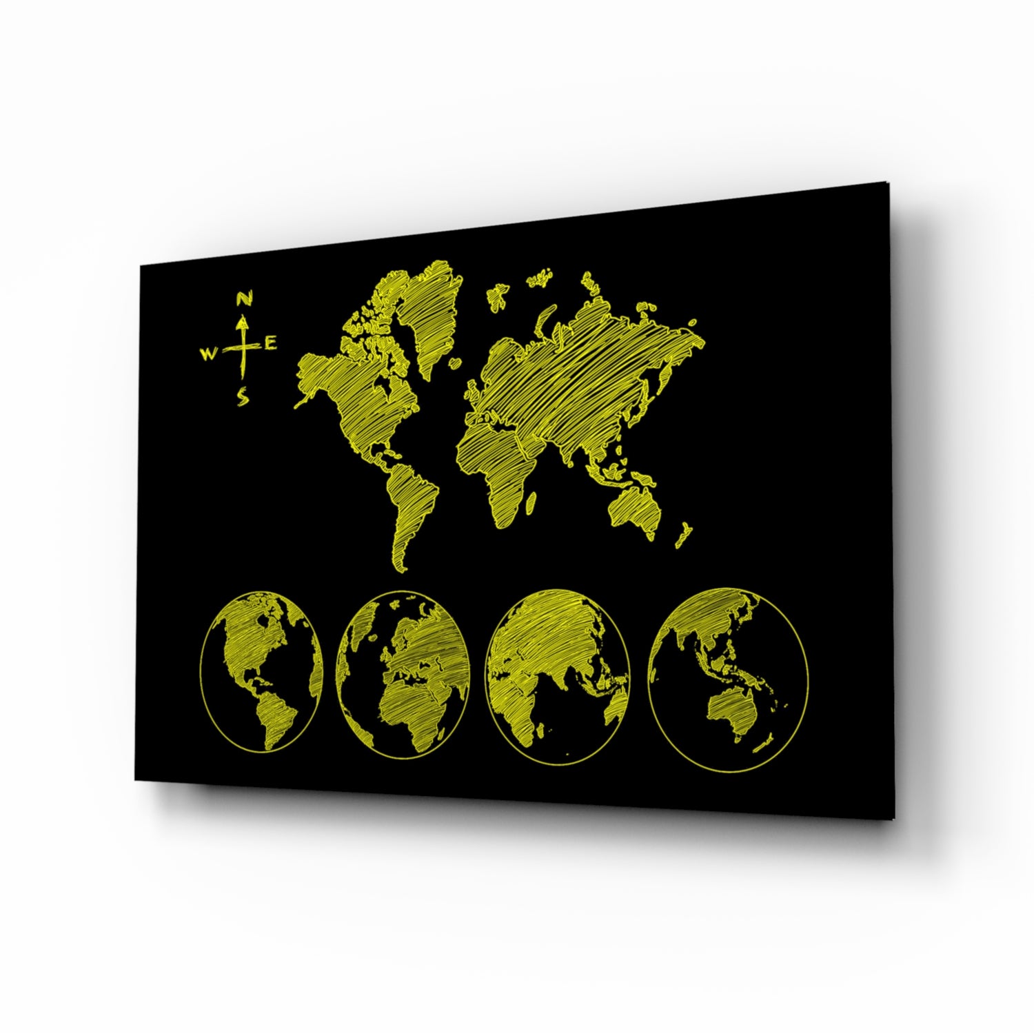 Continents Glass Wall Art