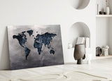 World Map Glass Wall Art