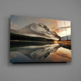 Lake and Mountain Landscape Glass Wall Art