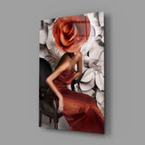 Flower Woman Glass Wall Art