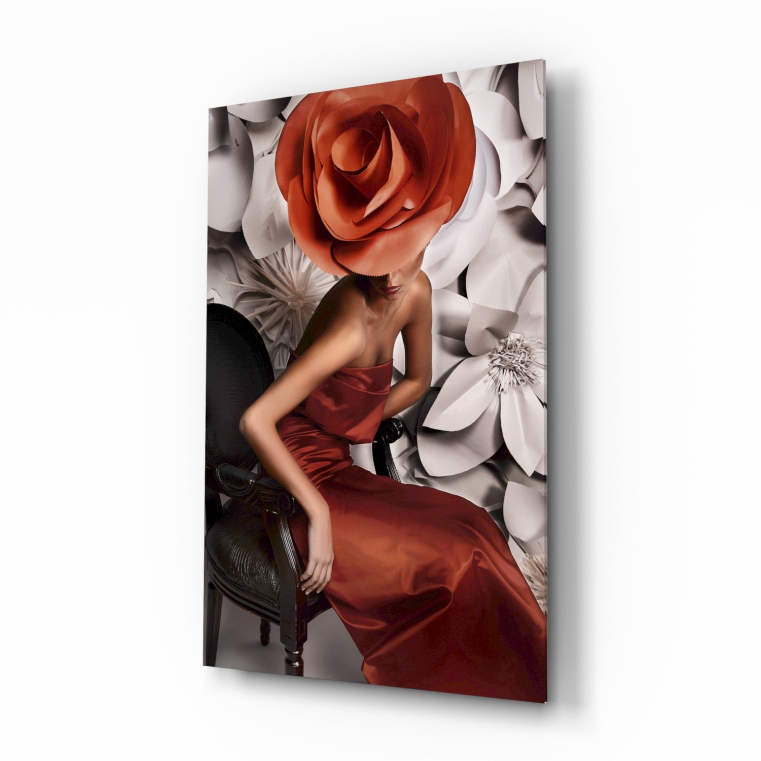 Flower Woman Glass Wall Art