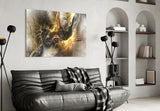 Golden Chaos Glass Wall Art