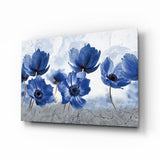 Blue Flowers Glass Wall Art