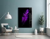 Purple Feather Glass Wall Art