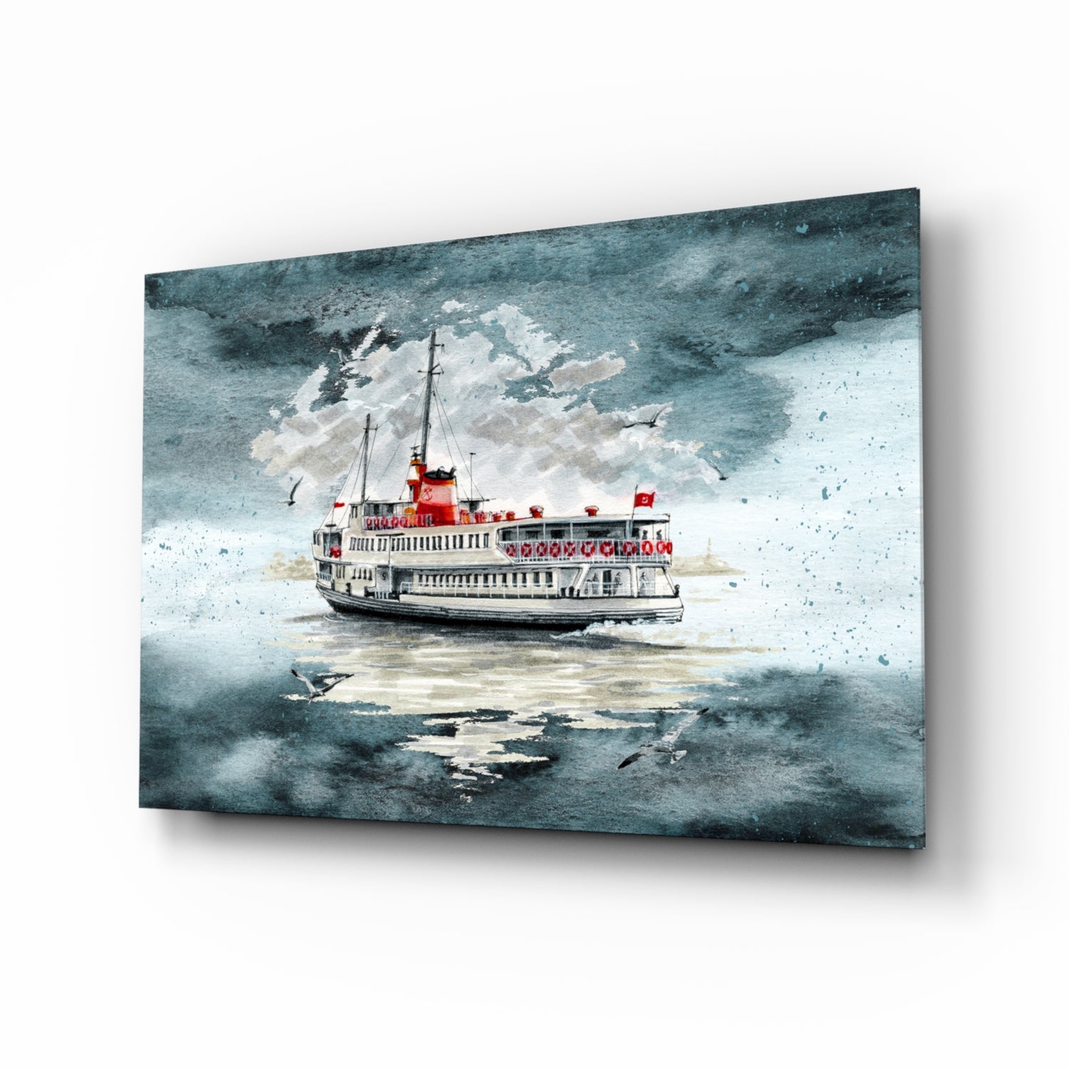 Steamer Turquoise Glass Wall Art