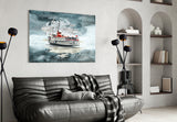 Steamer Turquoise Glass Wall Art