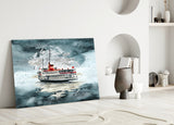 Steamer Turquoise Glass Wall Art