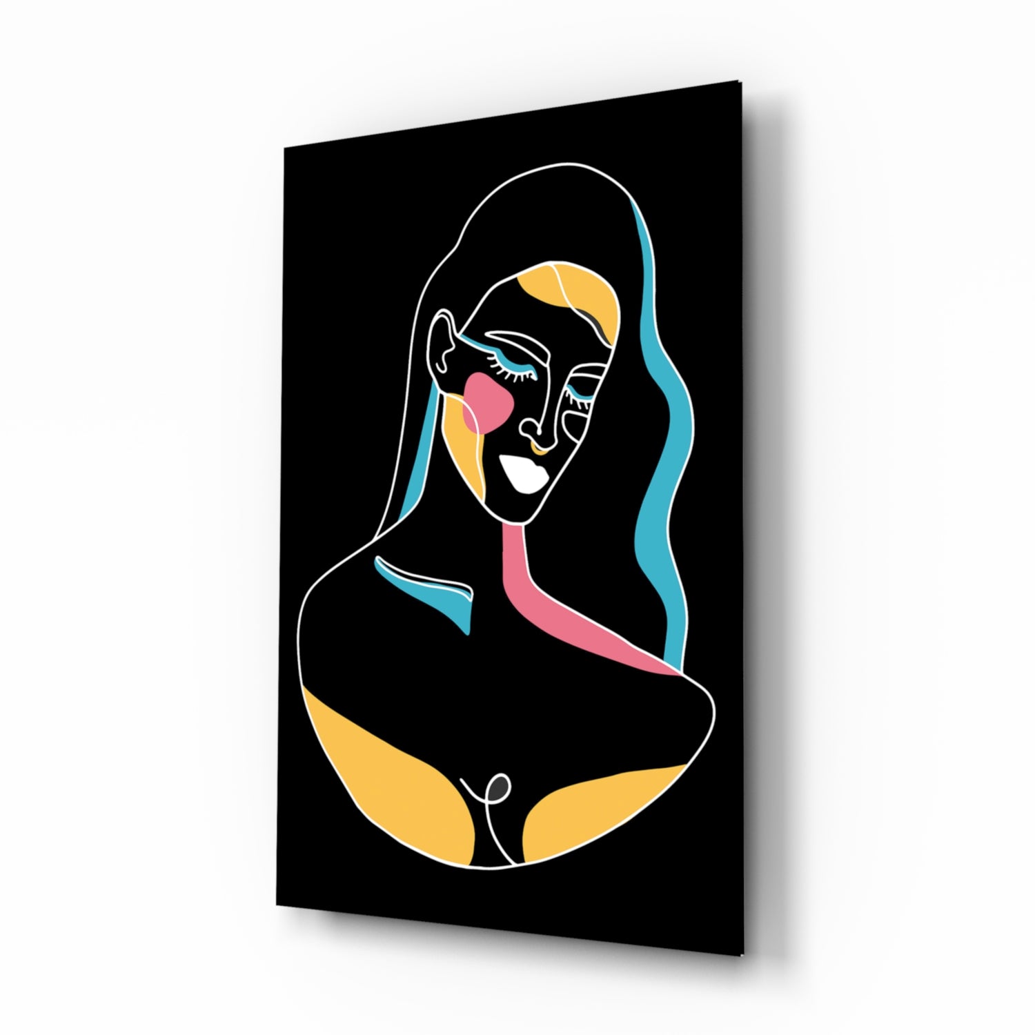 Abstract Colorful Portrait Glass Wall Art