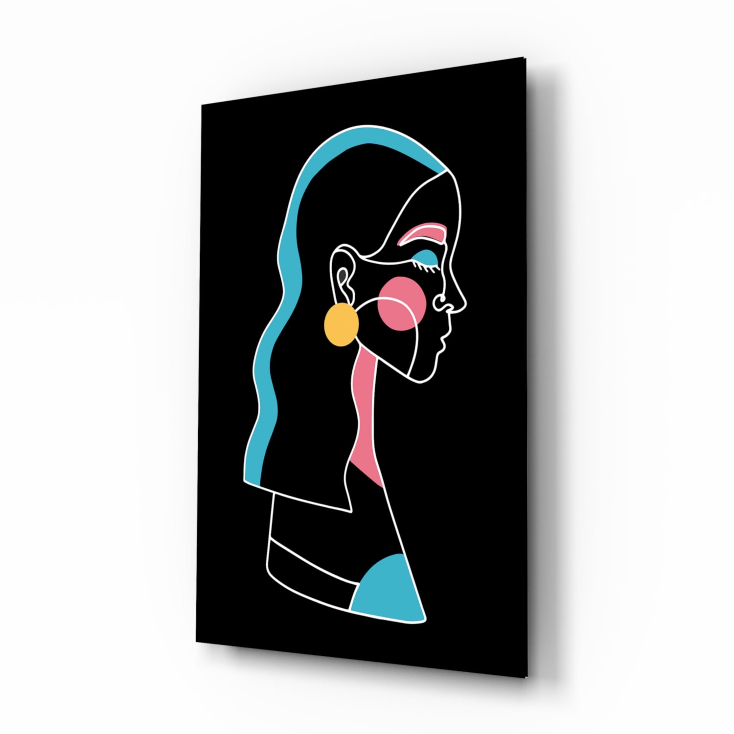 Abstract Colorful Portrait Glass Wall Art