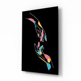 Abstract Colorful Hands Glass Wall Art