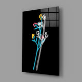 Abstract Colorful Flowers Glass Wall Art