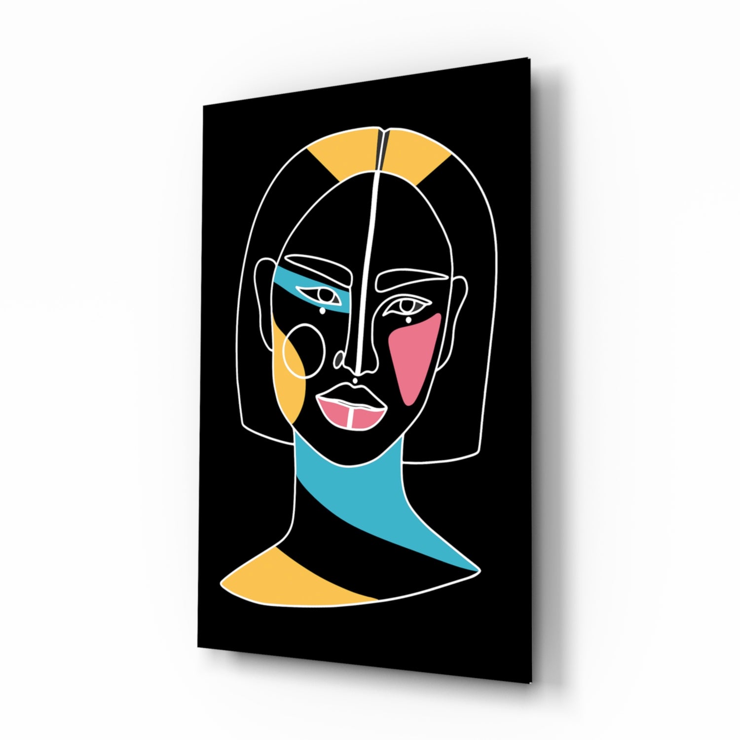 Abstract Colorful Portrait Glass Wall Art