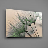 Green Dandelion Glass Wall Art