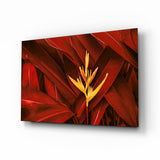 Red Leaves Glass Wall Art