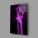 Purple Lion Head Glass Wall Art