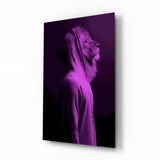 Purple Lion Head Glass Wall Art