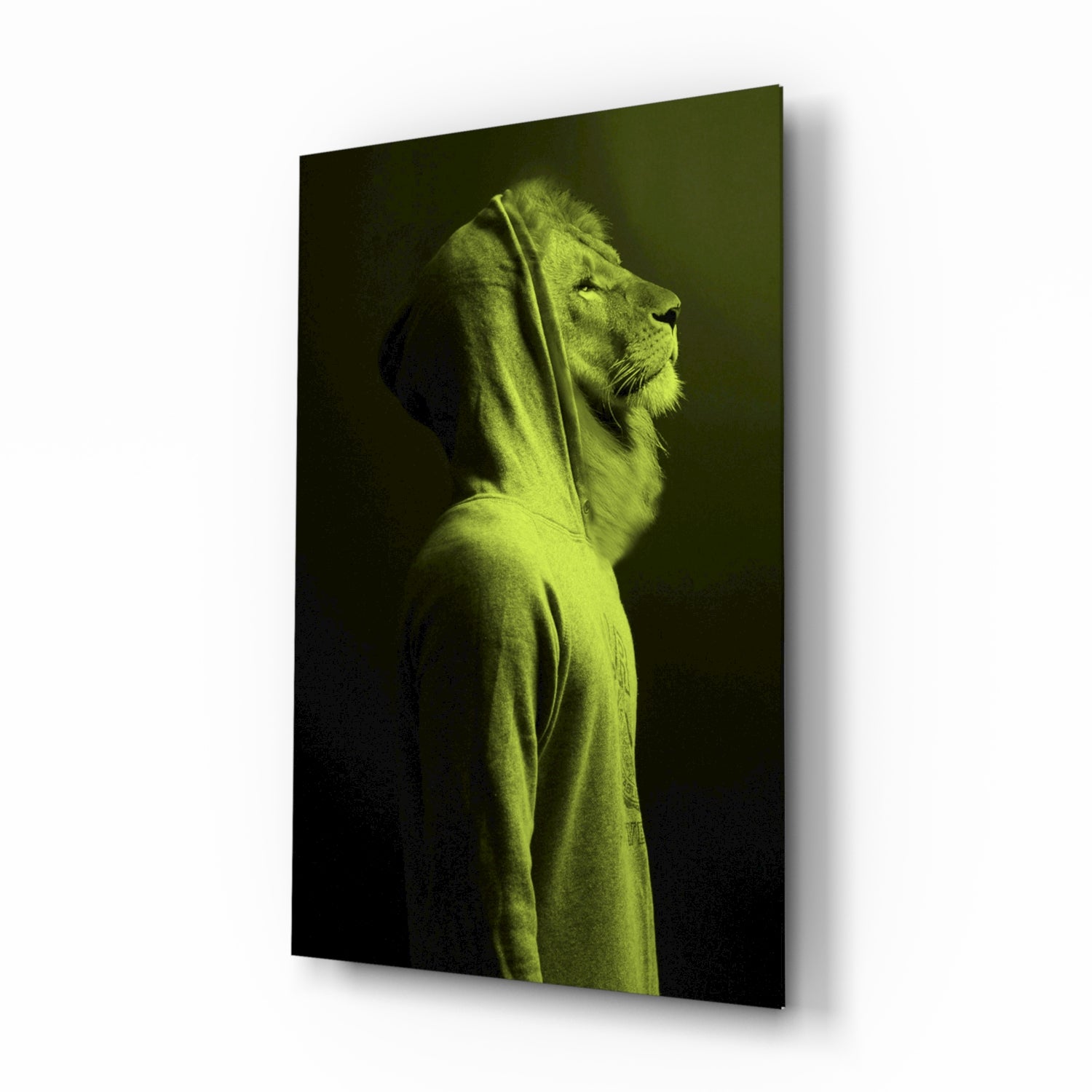 Green Lion Head Glass Wall Art