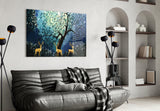 Golden Deers Glass Wall Art