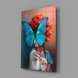 Butterfly Woman Glass Wall Art