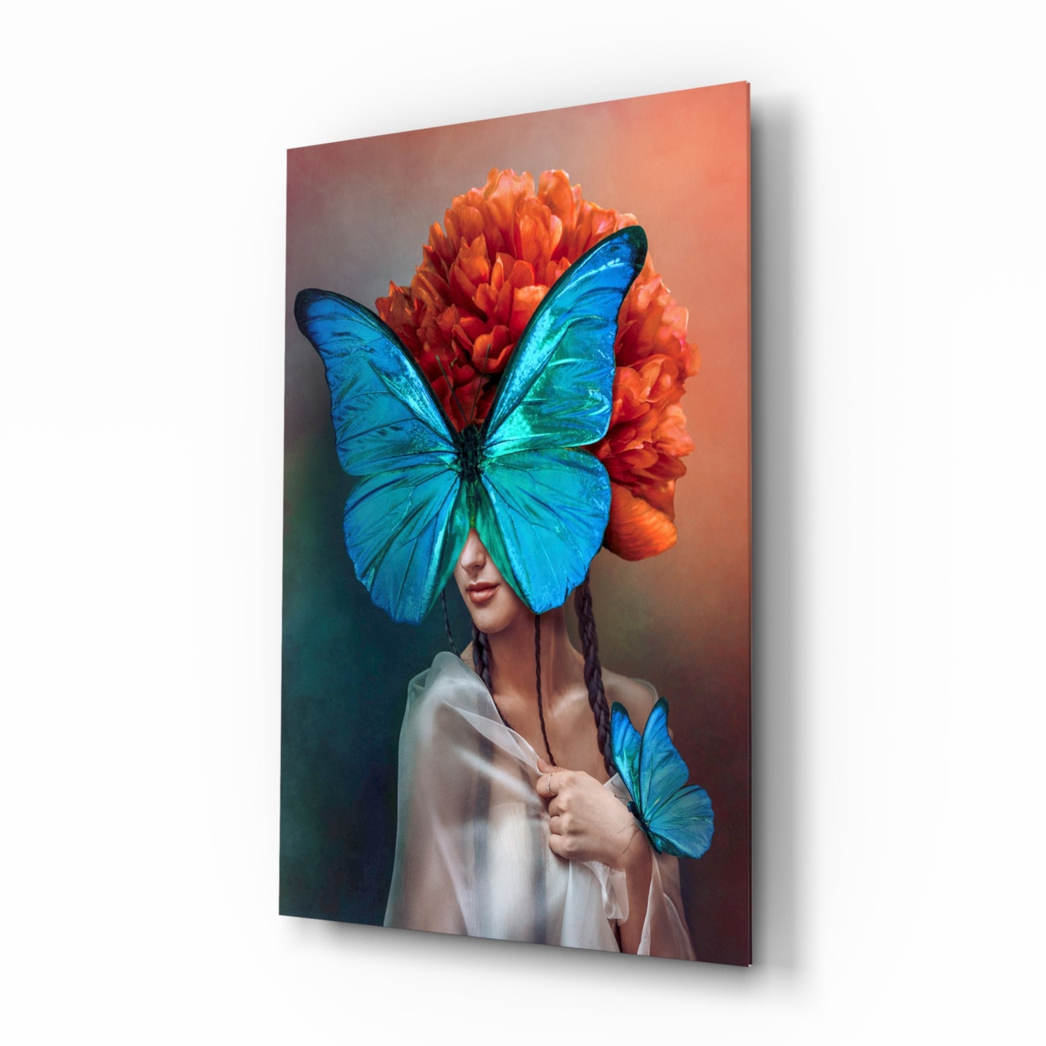 Butterfly Woman Glass Wall Art