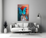 Butterfly Woman Glass Wall Art