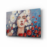 Women and Flowers Glass Wall Art