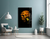 Flower and Skull Glass Wall Art