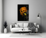 Flower and Skull Glass Wall Art