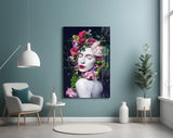 Flower and Woman Glass Wall Art