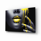 Yellow and Woman Glass Wall Art