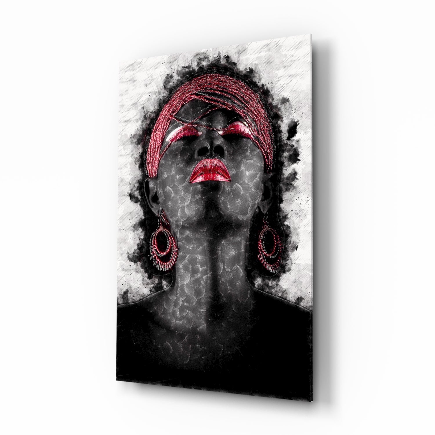 Woman and Red Glass Wall Art