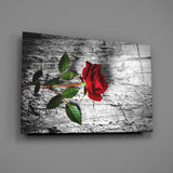 Red Rose Glass Wall Art