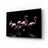 Flamingos Glass Wall Art