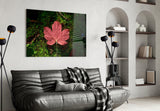 Pink Leaf Glass Wall Art